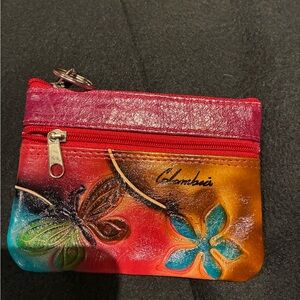 Red & Multicolor Leather Coin Purse “ Colombia “🇨🇴